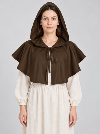 Brown Cape with Hood and Ties