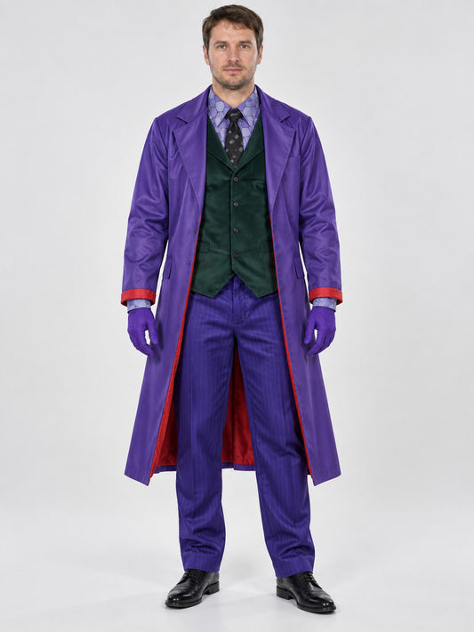 Clown carnival costume with purple coat and vest