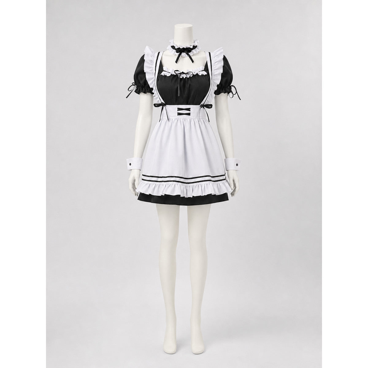 Anime Cosplay Costume, Black-and-White Uniform with Apron