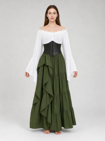 Renaissance-Style Costume Dress with Corset front view