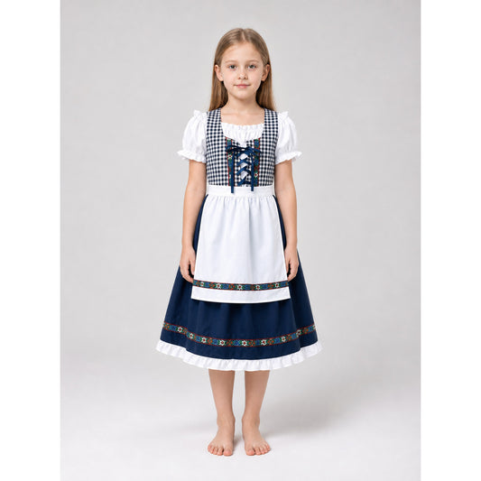 Plaid Bavarian Dress with Bonnet