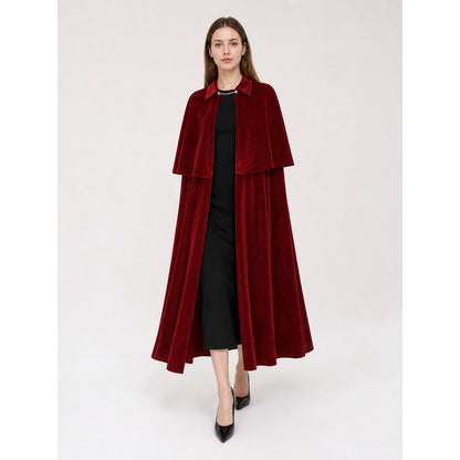 Burgundy Gothic Carnival Cape with Collar
