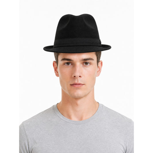 Carnival hat with black ribbon and brim