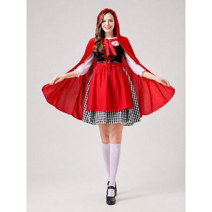 Little Red Riding Hood Carnival Costume with Cloak on-model view