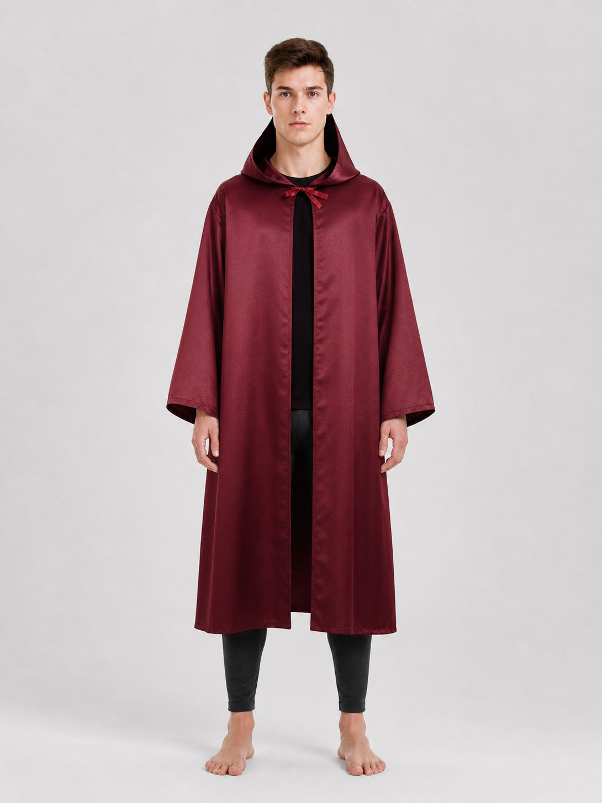 Hooded Cloak Cape for Cosplay, Burgundy on-model view