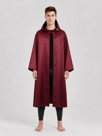 Hooded Cloak Cape for Cosplay, Burgundy on-model view