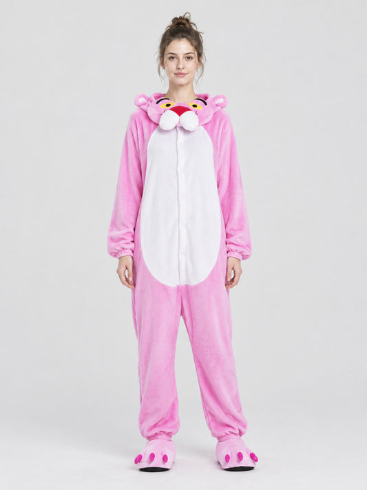 Pink and White Kigurumi Pajama with Hood and Oversized Ears