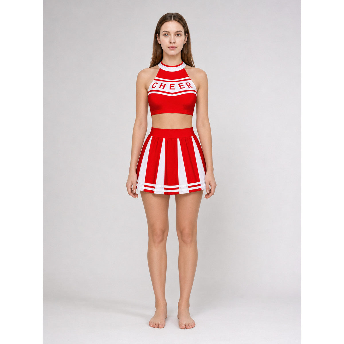 Stage Costume: Red Top and Skirt with White Stripes