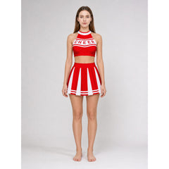 Stage Costume: Red Top and Skirt with White Stripes