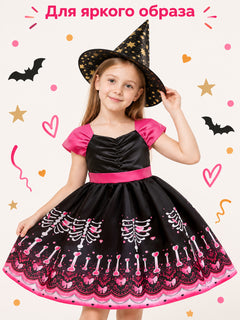 Kids' carnival dress with puffy skirt and hat
