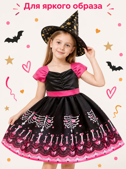 Kids' carnival dress with puffy skirt and hat