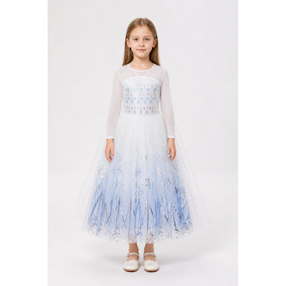 Children’s Elsa Dress with Snowflakes and Long Sleeves main product view