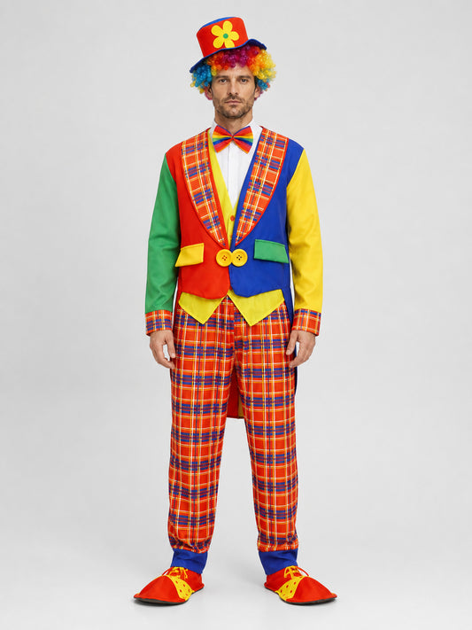Multicolor Carnival Clown Costume for the Stage on-model view