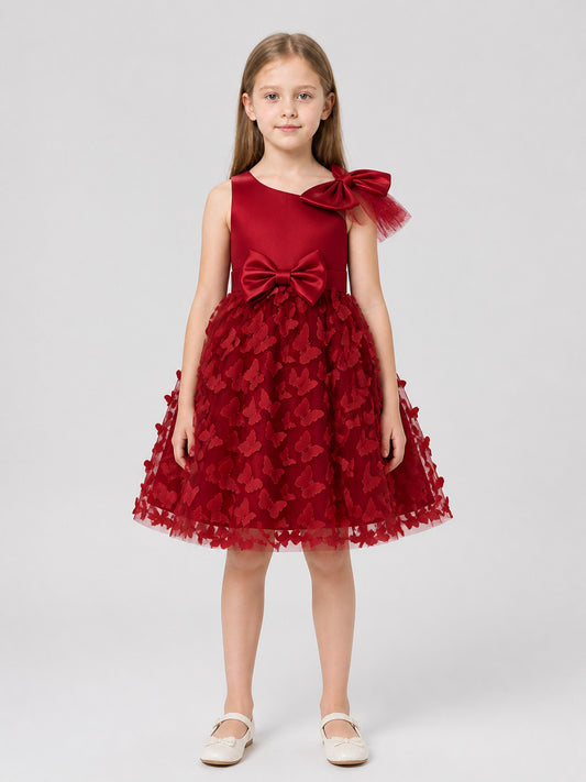 Puffy Princess Dress with Bows, Burgundy on-model view