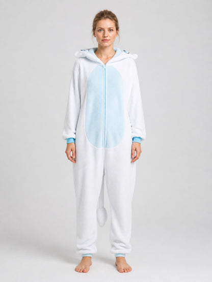 Flannel Husky Hooded Pajama Jumpsuit on-model view