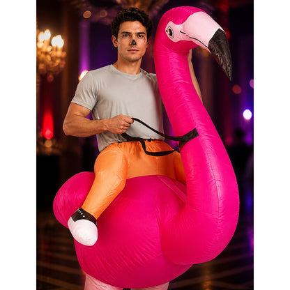 Kids Inflatable Flamingo Costume, Funny Blow Up Bird Outfit for Halloween on-model view