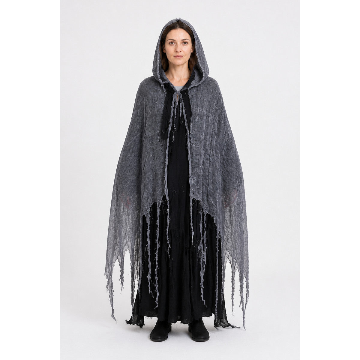Long Ripped Hooded Cloak for Halloween main product view