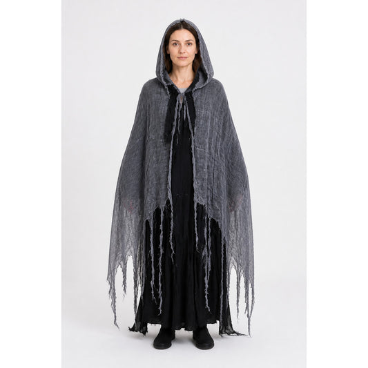 Long Ripped Hooded Cloak for Halloween main product view