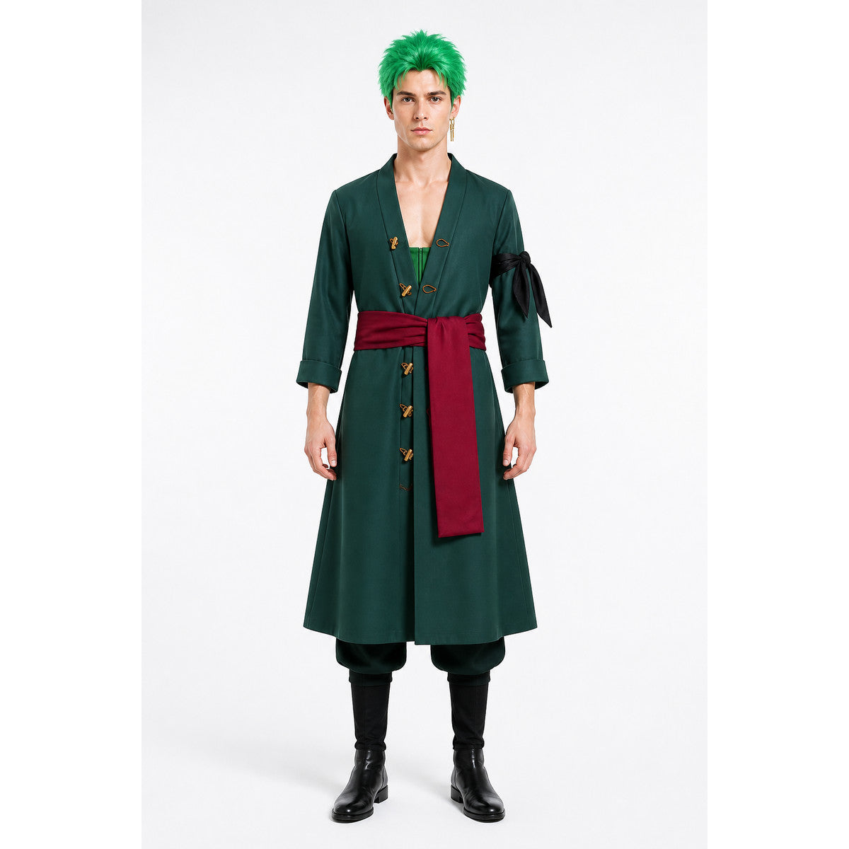 Roronoa Zoro Cosplay Costume in Green with Wig and Earrings main product view
