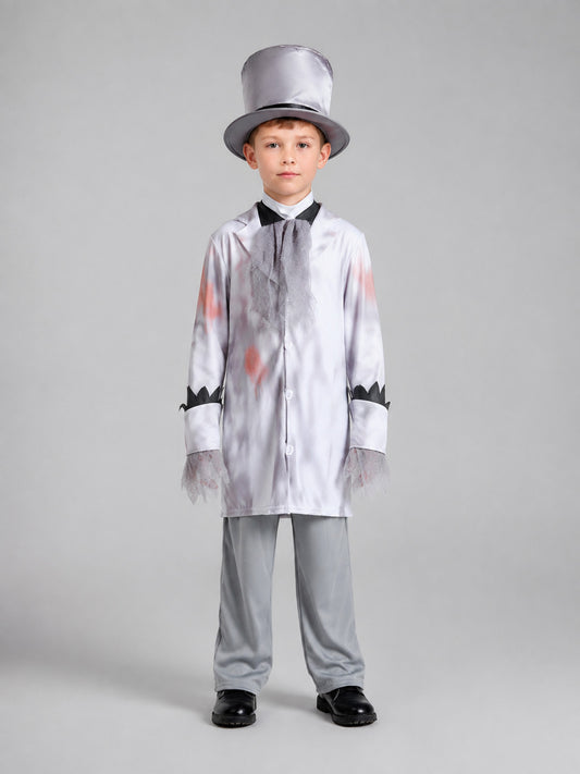 Children’s costume with a jacket and top hat on-model view