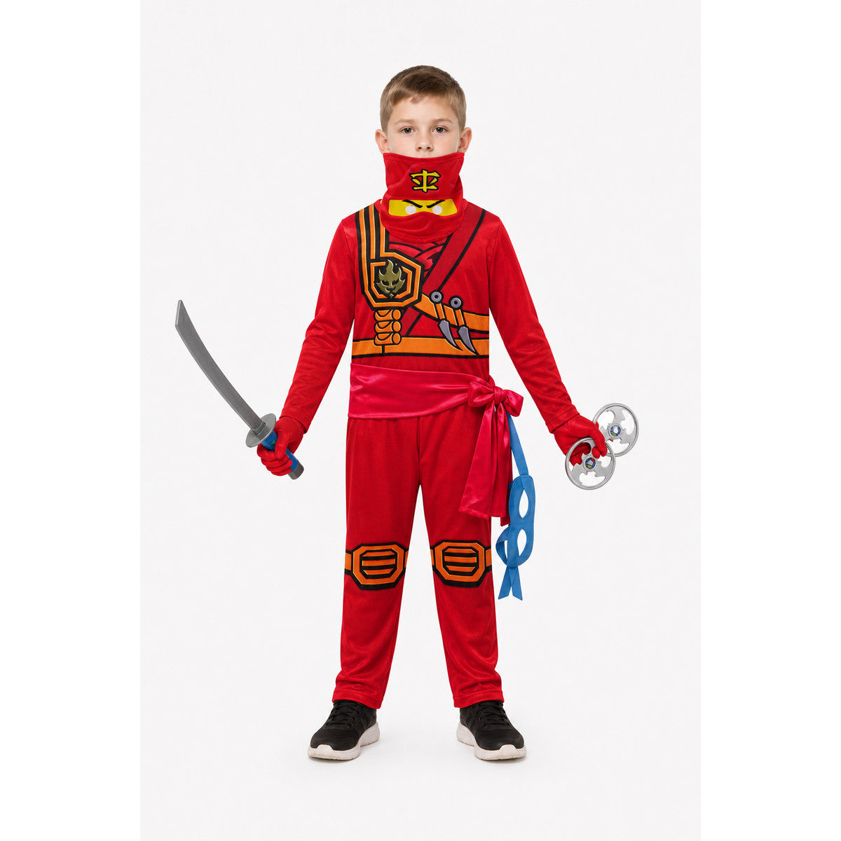 Red Ninja Costume with Sword and Mask for Parties main product view