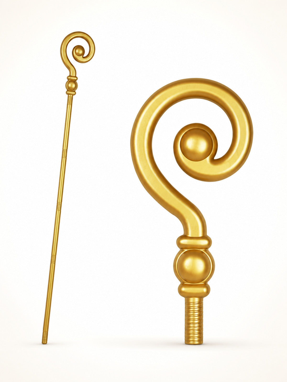 Single Gold Magic Wand With Spiral Curled Top, Spherical Center Ornament