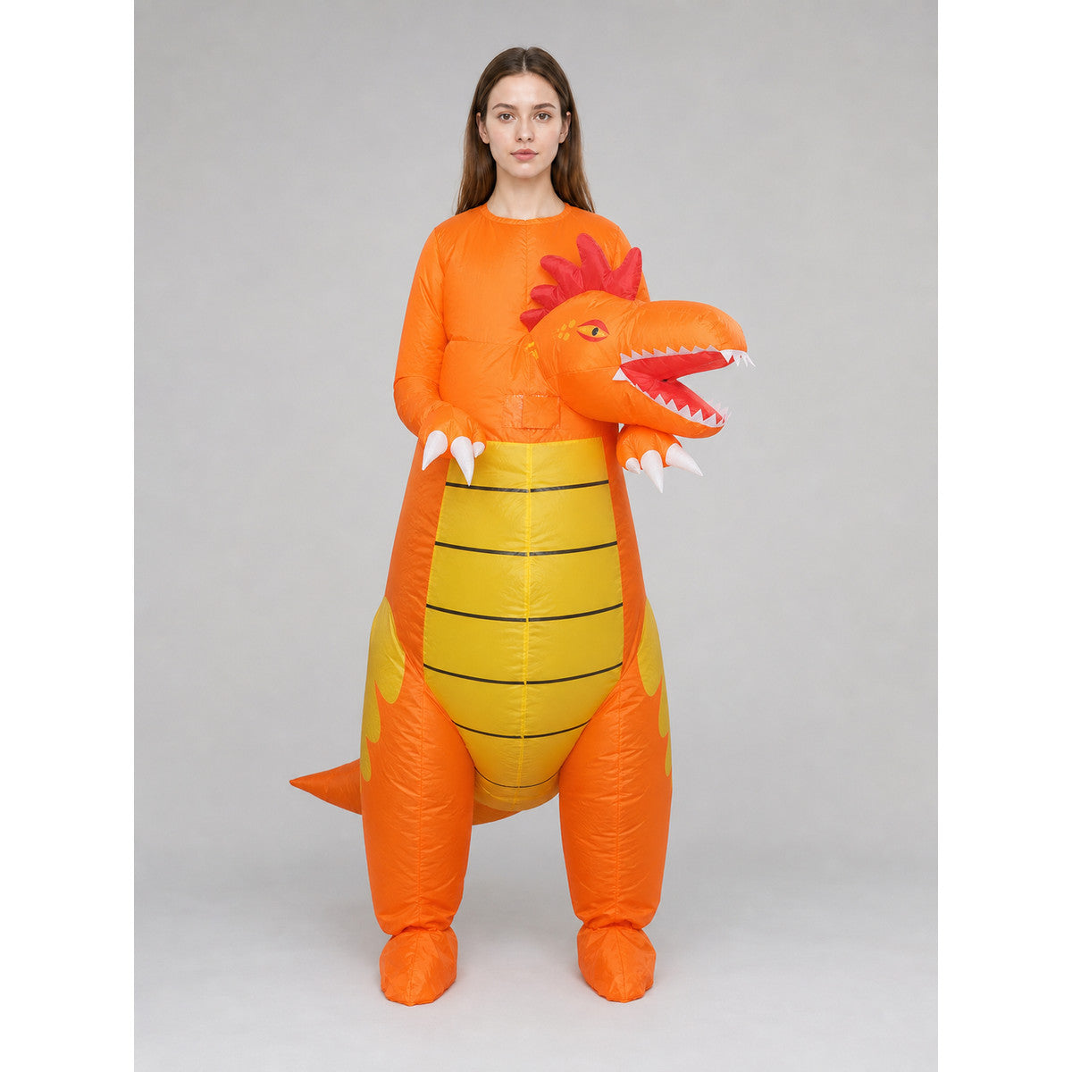 Inflatable Dragon Costume, Orange, One Size on-model view