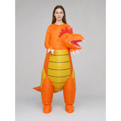 Inflatable Dragon Costume, Orange, One Size on-model view