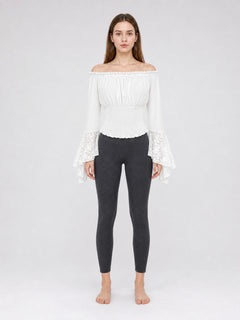 White Off-Shoulder Blouse with Ruffles