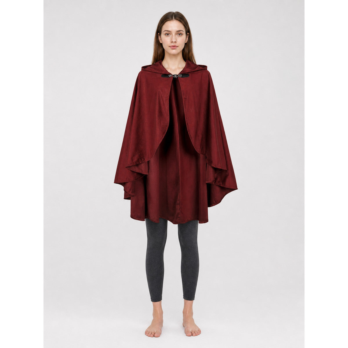 Burgundy Hooded Costume Cloak for Cosplay