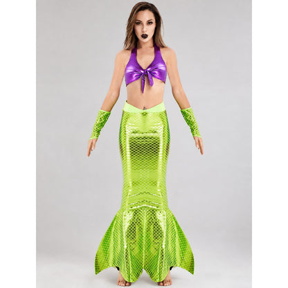 Mermaid Costume with Lace-Up Top and Fish-Tail Skirt