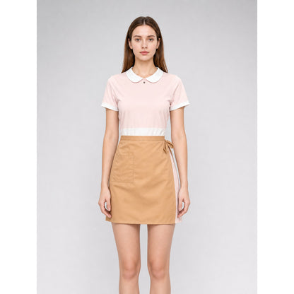 Short Pink Dress with Apron, Cute Style front view