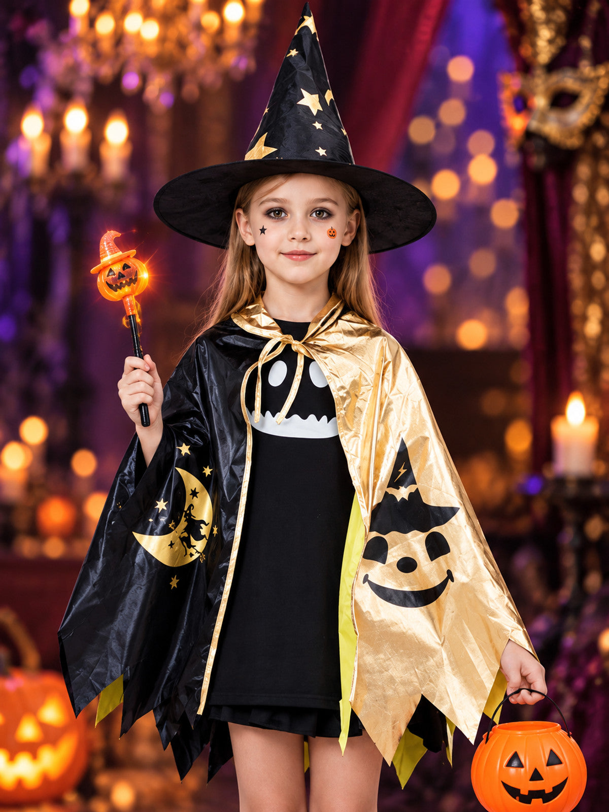Kids' Witch Halloween Costume with Wand