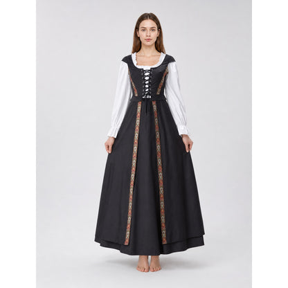 Historical Costume with Lacing and Colorful Trim