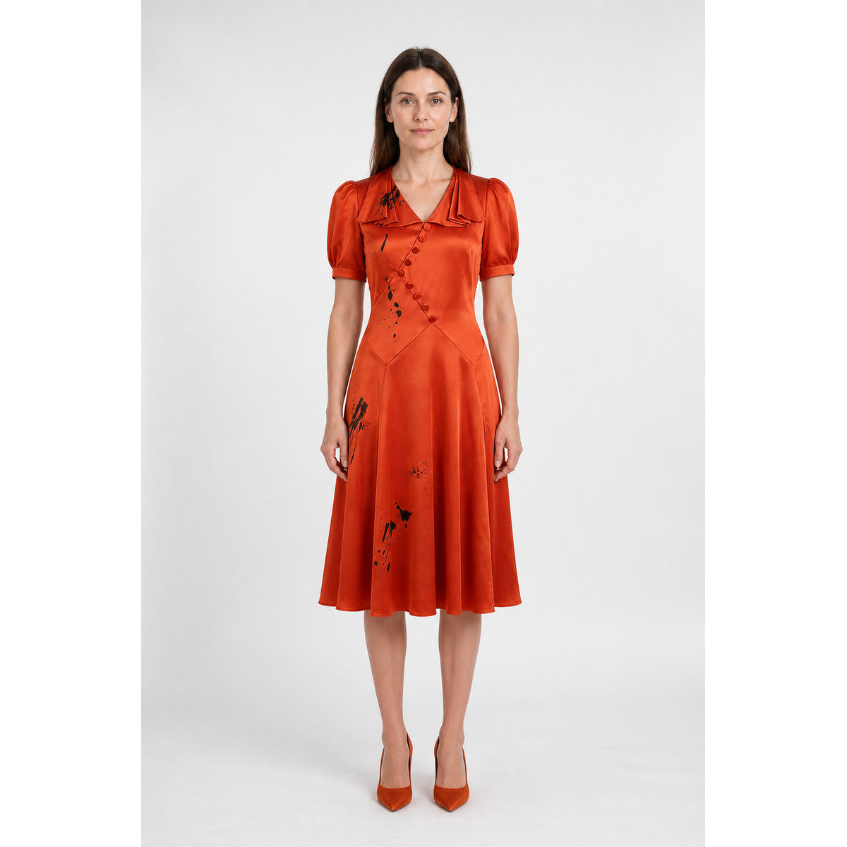 Orange-Red Dark Bride Dress for Halloween main product view