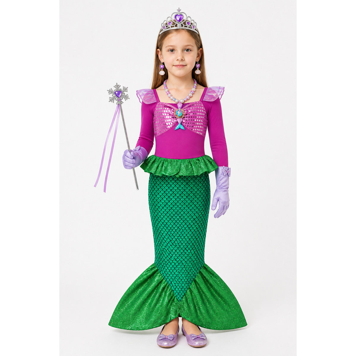 Sequin Mermaid Dress with Accessories for Girls main product view