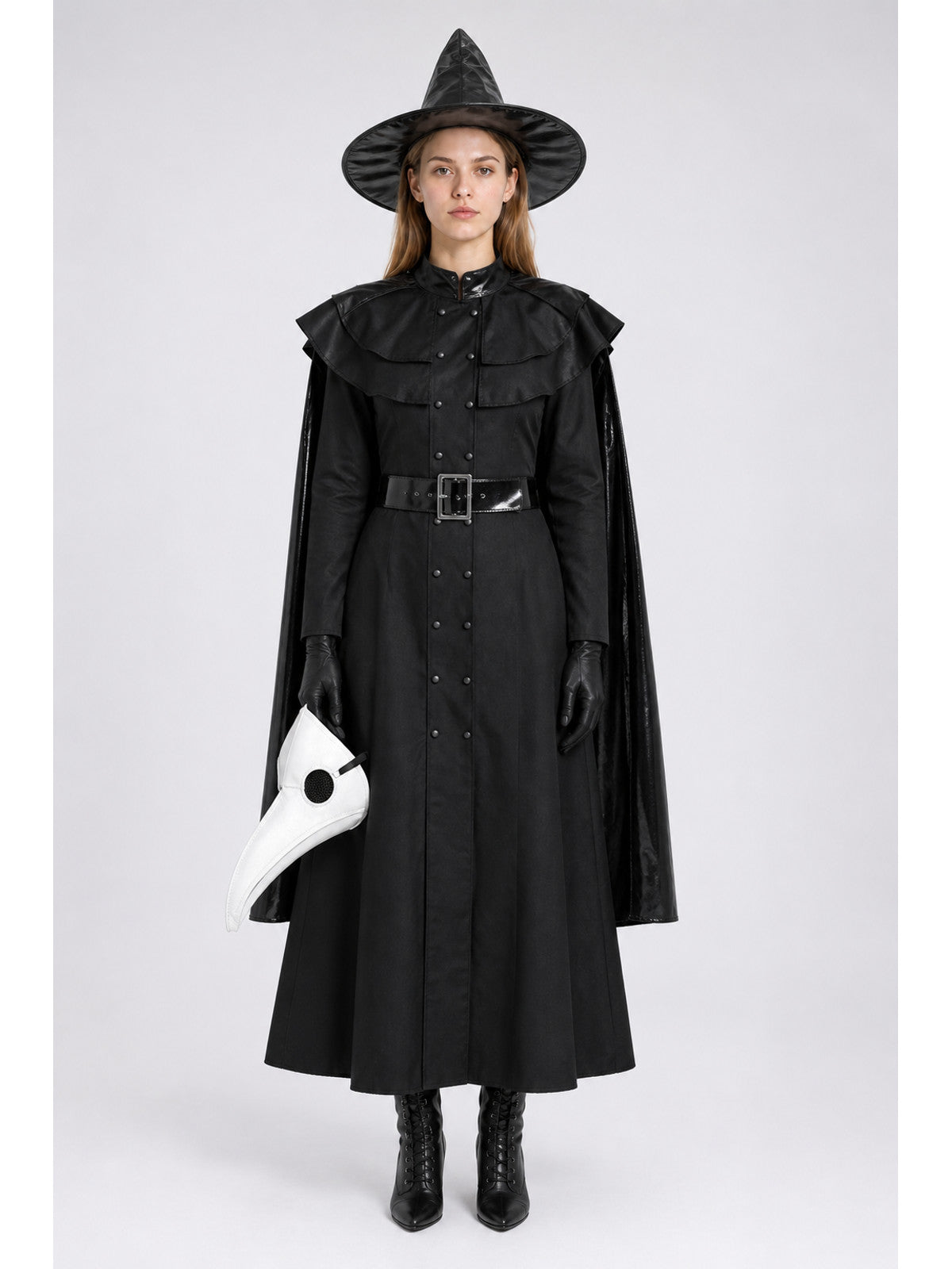 Plague Doctor Costume with Mask, Hat, and Gloves main product view