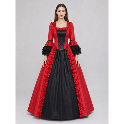 Gothic Dress with Lace and Flared Sleeves
