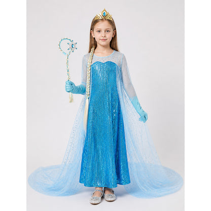 Snow Queen Carnival Costume with Sequins and Train main product view