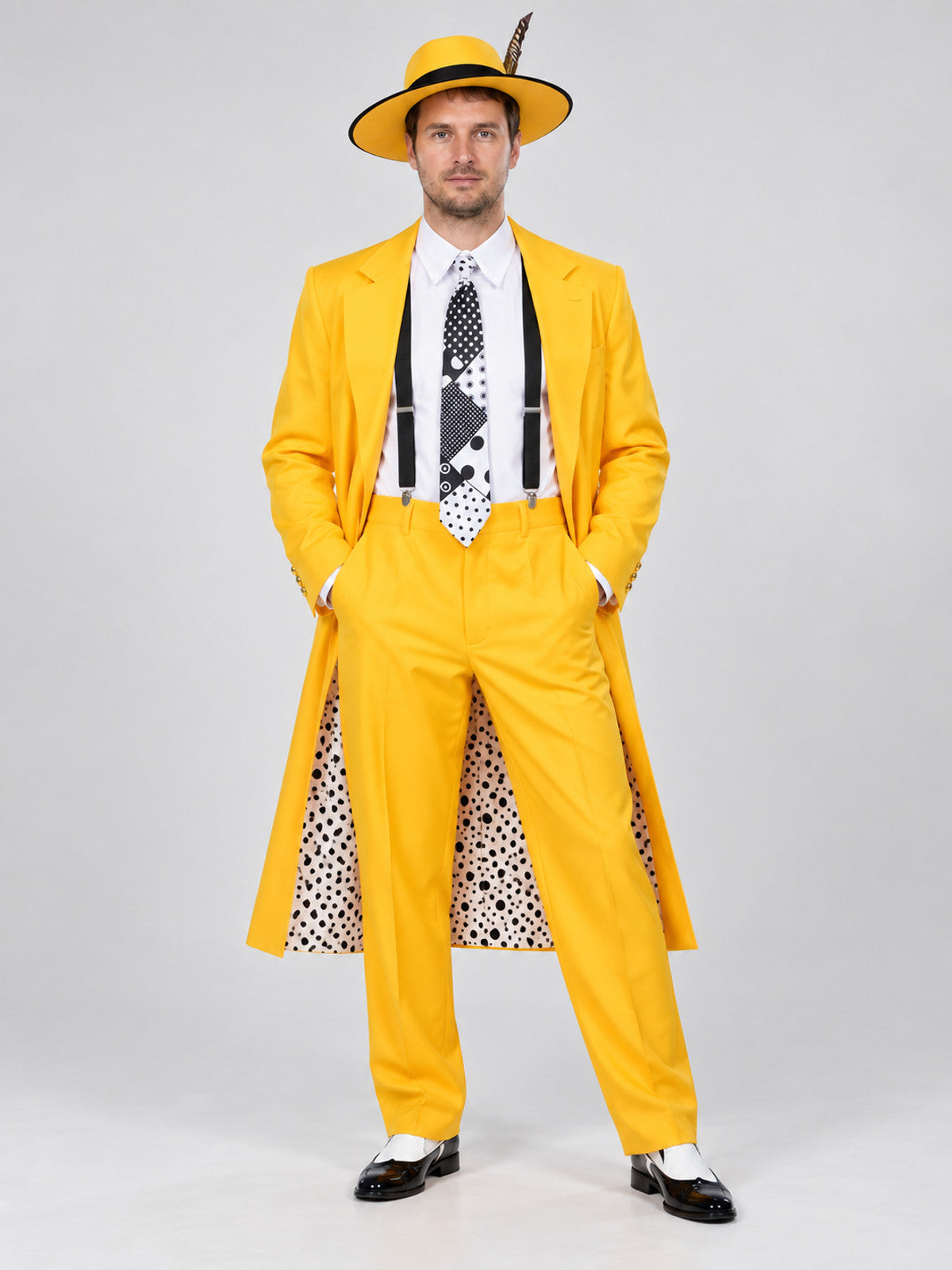 Cosplay Costume: Yellow Coat, Pants, Hat, Tie