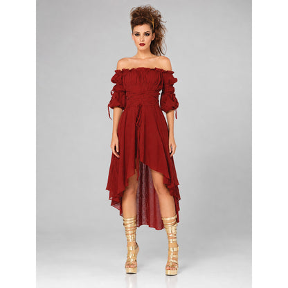 Retro Stage Dress with Asymmetrical Skirt