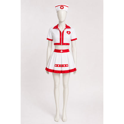 Nurse Costume with Short Top, Pleated Skirt, and Cap main product view