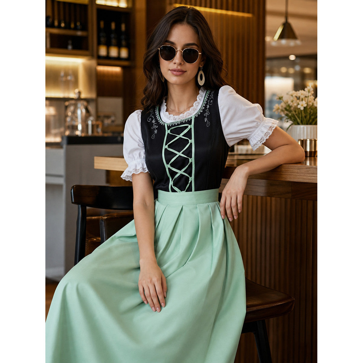 Halloween dirndl costume dress with apron