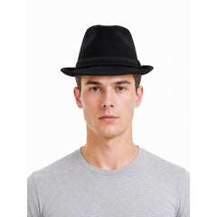 Black Carnival Fedora Hat with Wide Brim