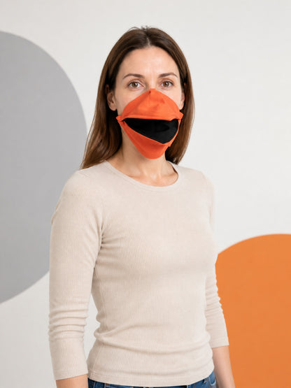 Orange Carnival Mask with a Three-Dimensional Nose