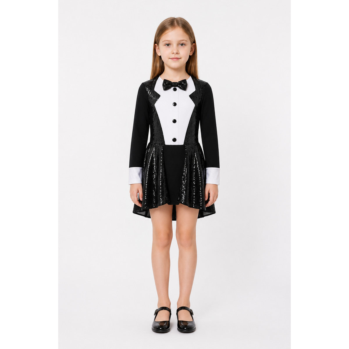 Sequin and Bow Tuxedo-Style Dress main product view