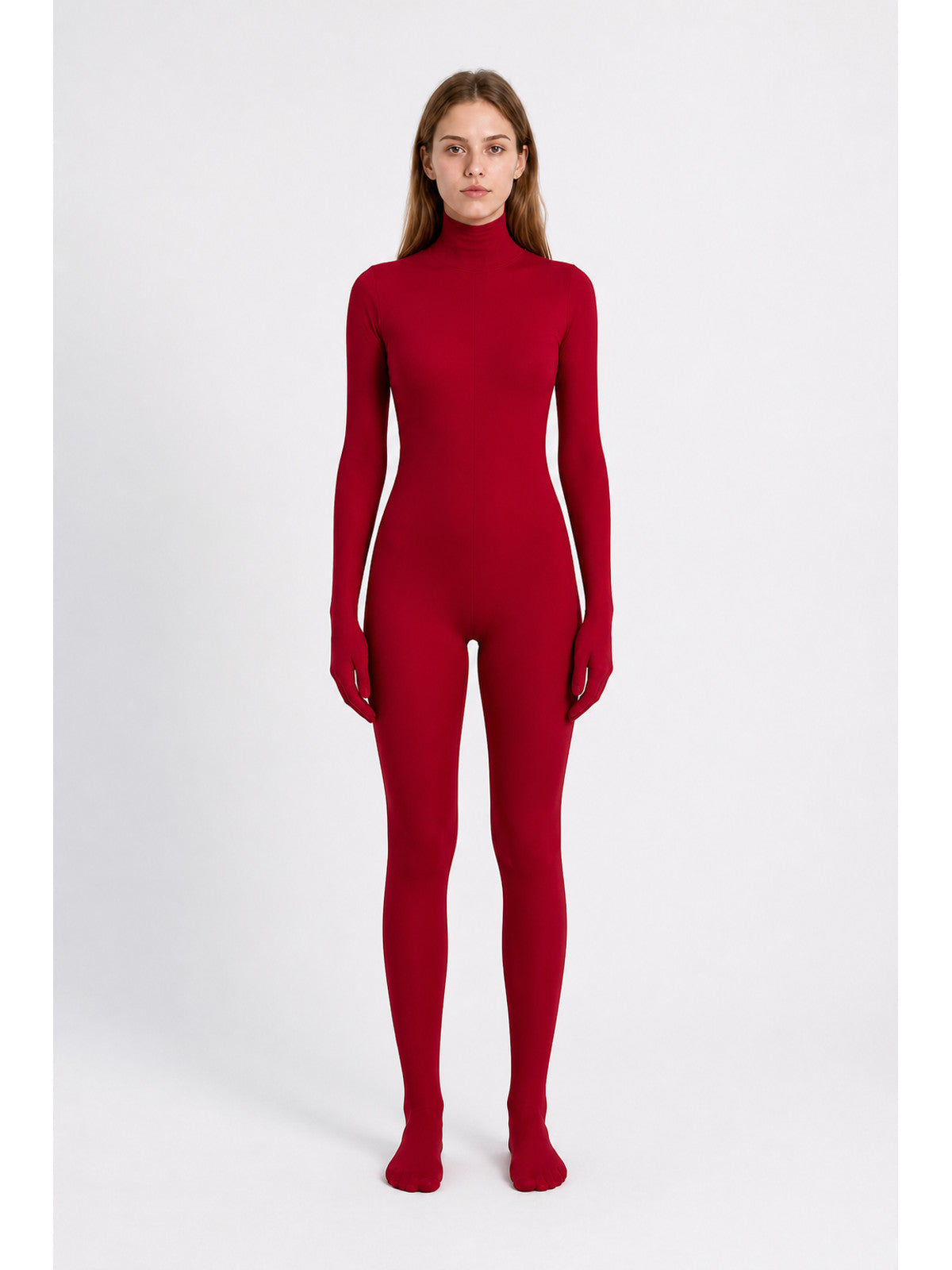 Burgundy Form-Fitting Hooded Costume Jumpsuit
