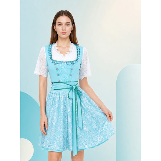 Women's lace-up top with lace sleeves