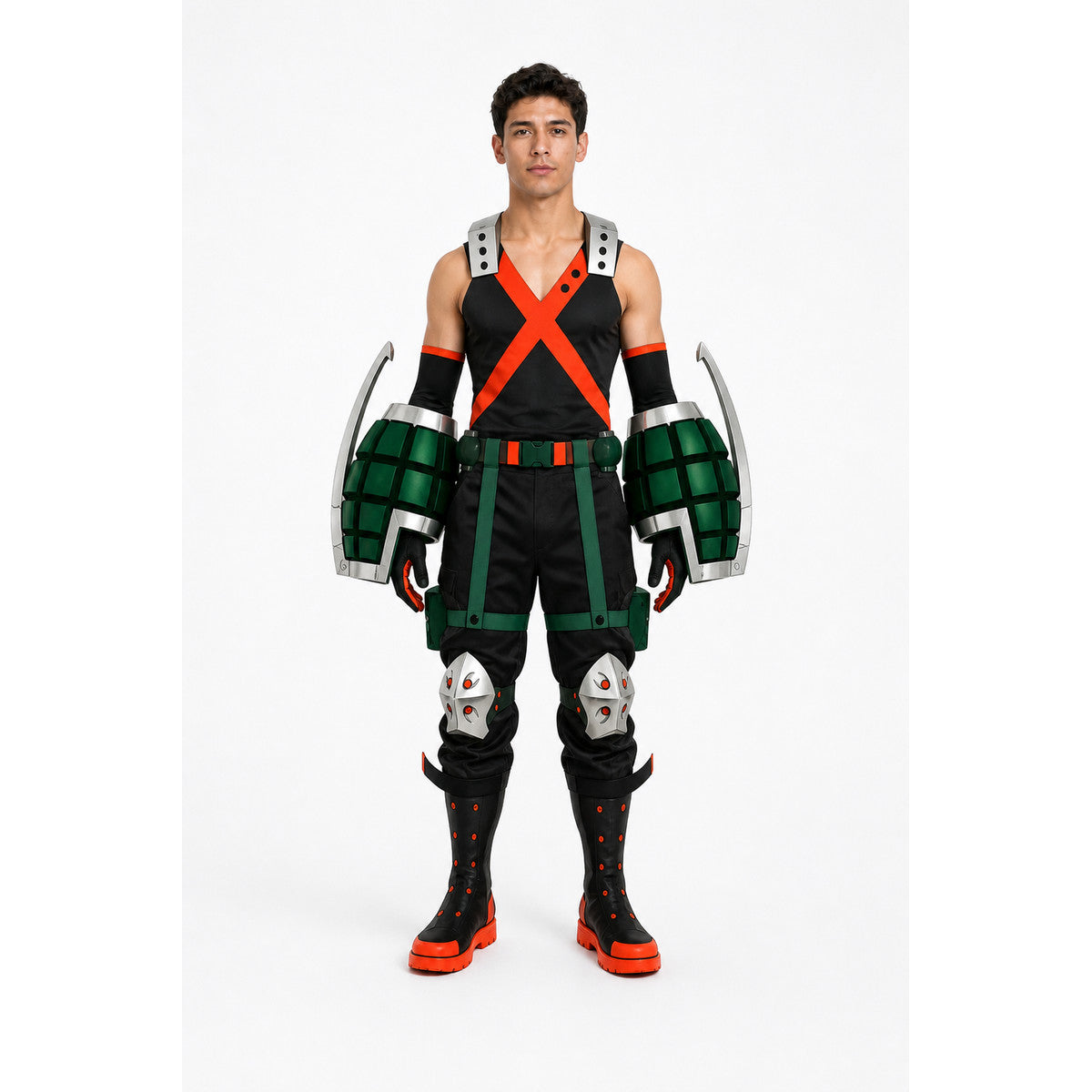 Anime cosplay costume with green bracers main product view
