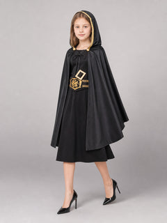 Black Carnival Cloak with Hood and Belt
